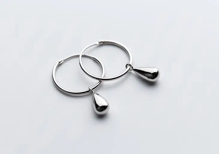 1 пара аутентичных реальных. 925 пробы серебряные ювелирные изделия круг Овальный капли слезы обруч huggie серьги GTLE2201