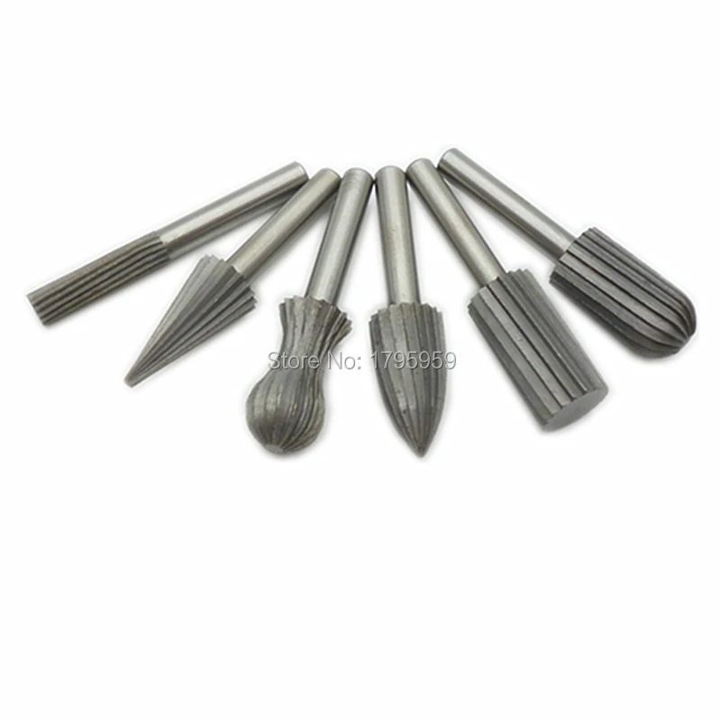 New 6 PCS Engraving Bit Cutter Burr 14 6mm Shank  Wood Carving Rotary Tools Milling Cutter Hss Carbide Cutter Rotary File Set (1)