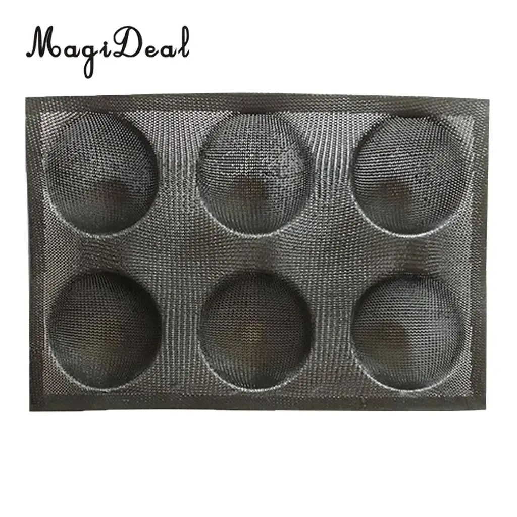 MagiDeal Silicone Hamburger Forms Peforated Bakery Bun Bread Mould Baking Tray 6 Cups
