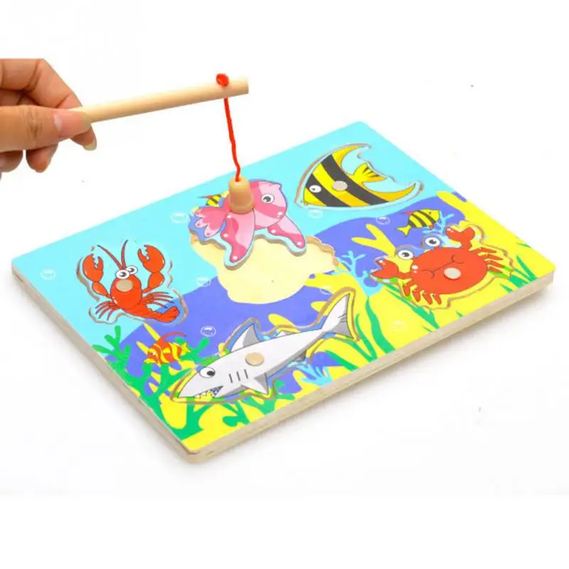 

Wooden Children Educational Fishing Puzzles 3D Jigsaw Funny Game Baby Magnetic Toy Gifts Exercise Baby's Patience balance