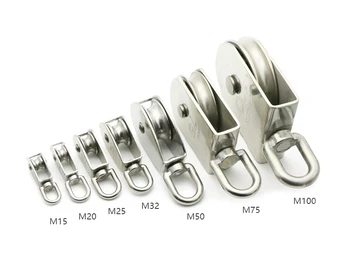 

10PCS/lot M25 304 Stainless Steel Wheel Swivel Pulley Block Heavy Duty Single Wheel Swivel Lifting Rope Pulley For Wire Rope