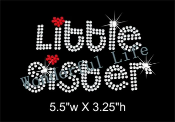 

Free shipping Little Sister 2 color iron on rhinestone transfer design hotfix