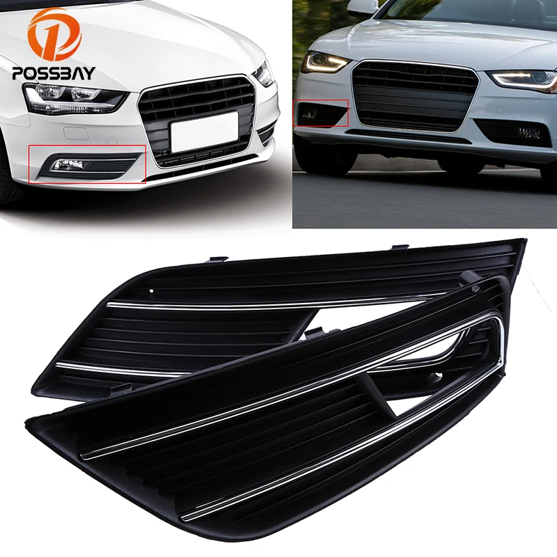 

POSSBAY Auto Grille Vent Car-styling for Audi A4 B8 2012/2013/2014/2015 Facelift Car Front Lower Bumper Grilles Fog Light Cover