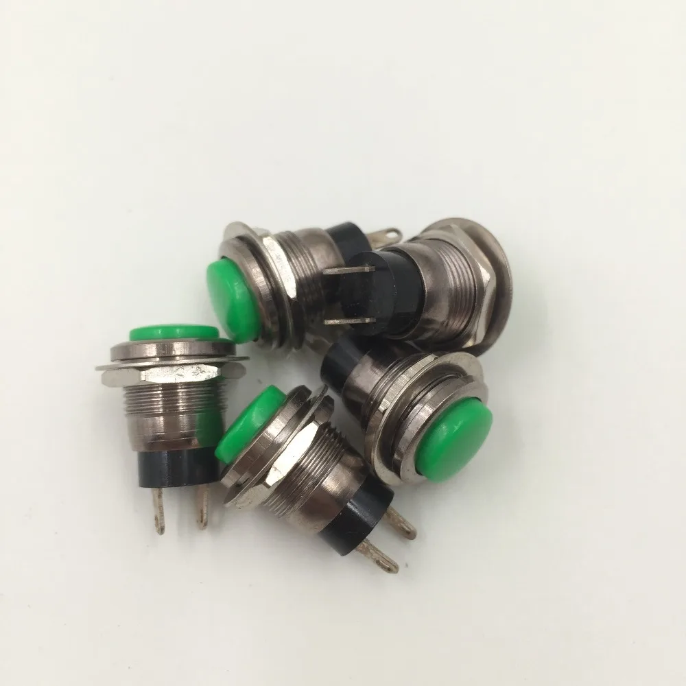 

Factory Supplied 5 Pcs AC 125V 3A 12mm Thread SPST Momentary Green Doorbell Pushbutton Switch