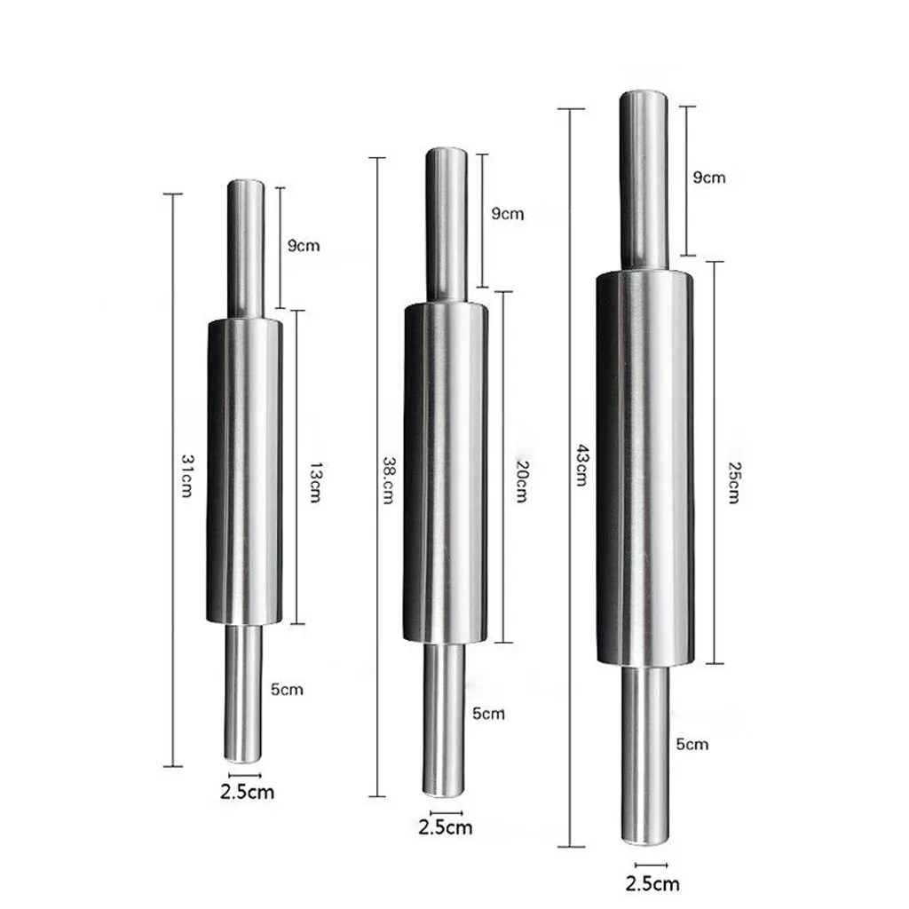 Гладкий домашний металлический из нержавеющей стали тесто Скалка Инструмент для выпечки и готовки ролик для пасты пицца печенье и тесто 15