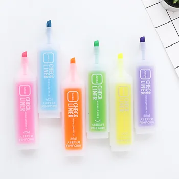 

Highlighter marker pen student with candy color 6 sets of markers pen color rough stroke focus Ying flash pen School Markers