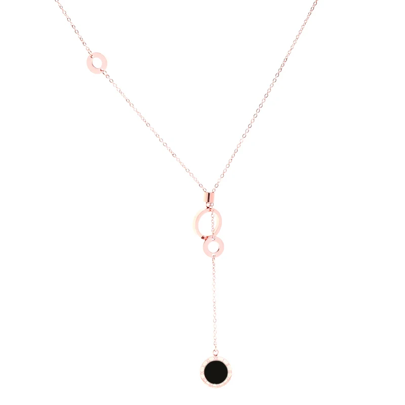 Hot Products Woman Classic Necklace Roman Numerals Black/white Color Shell With Double Circles Tassel Jewelry love necklaces | Украшения и