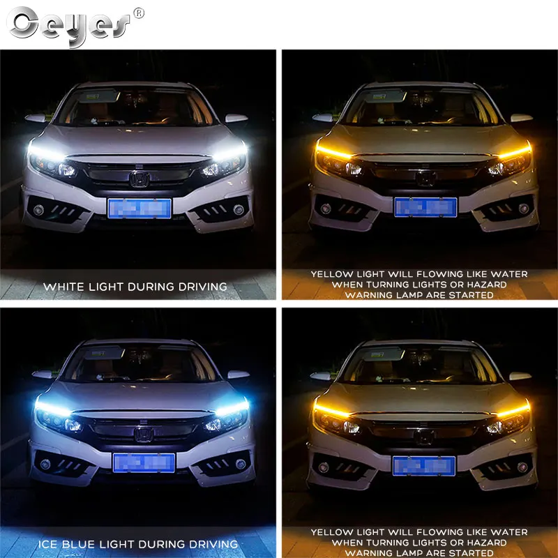 Ceyes автомобильный Стайлинг, 12 В, головной светильник, Дневной светильник, DRL, дневной сигнальный светильник, s полоска, светодиодная, светло-голубая, желтая, для Fiat 500, для Audi A3