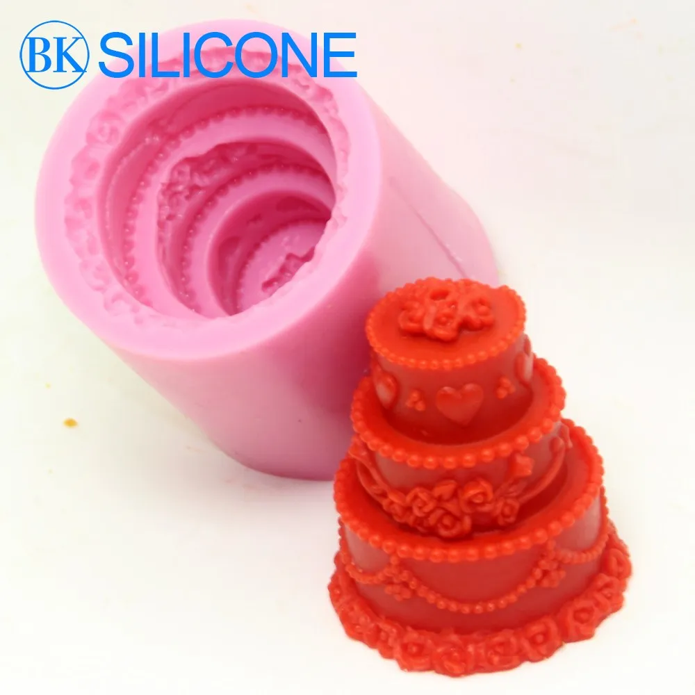 New Style 3D Three Layer Cake Molds Silicone Candle Mold Crafts DIY