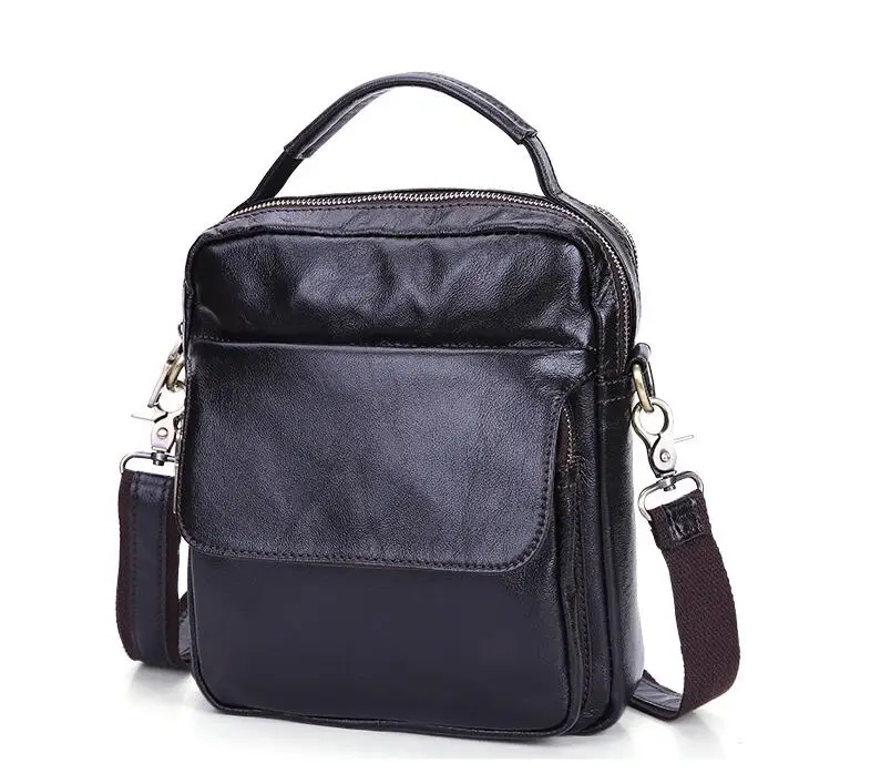 Genuine leather men's messenger bag vintage briefcase small shoulder bag first layer cow leather one shoulder cross body bag