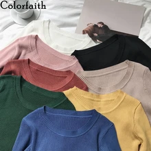 Colorfaith New Autumn Winter Women's Sweaters V-Neck Minimalist Slim Bottoming Tops Korean Style Solid Multi Colors SW5516