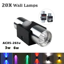 20 шт. крепящийся на поверхности светодиодный светильник светодиодный прожектор 3 Вт 6 Вт алюминиевый двухголовый настенный светильник задний настенный бар KTV цветная настенная лампа светодиодный RGB