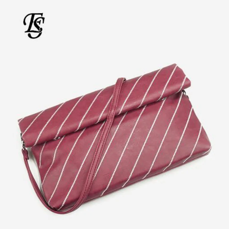 

E.SHUNFA brand Fashion lady clutch bag dinner bag twill folded handbag pu Leather shoulder Messenger bag Bags for woman