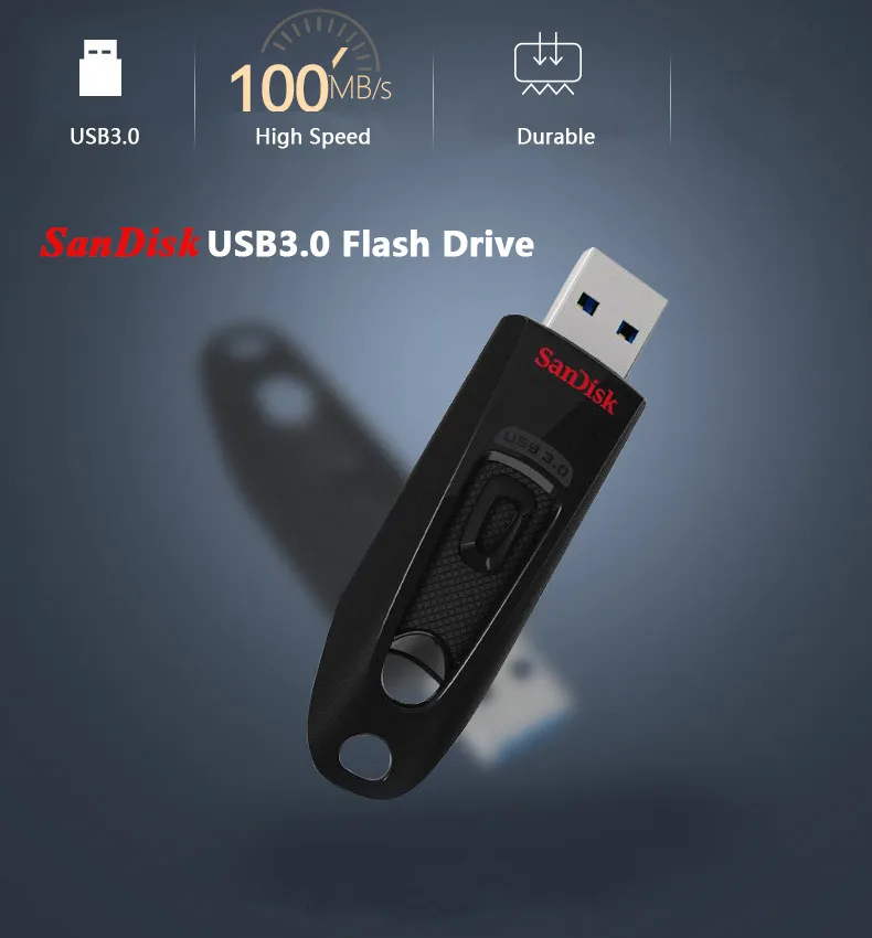 Двойной Флеш-накопитель SanDisk CZ48 USB3.0 флеш-накопитель 32 ГБ флэш-накопитель 64 ГБ флеш-накопитель 128 ГБ U диск 256 ГБ USB Key16GB мини флеш-накопитель для ПК/ТВ 100 МБ/с