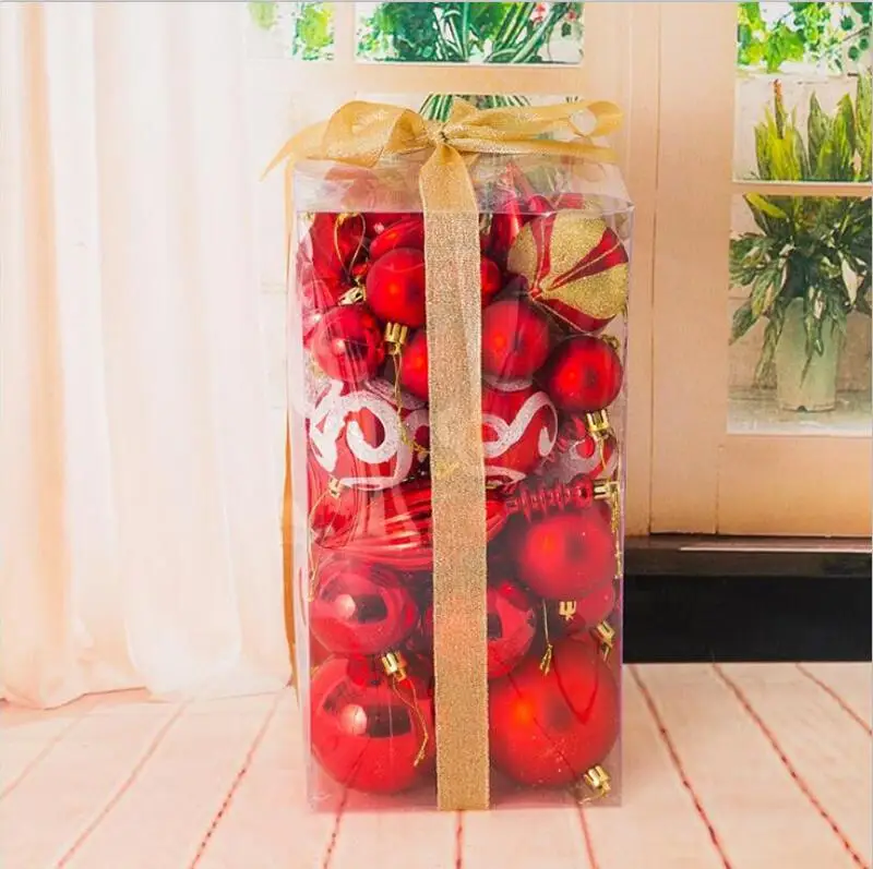 Высокое качество большая коробка красочные DIY Праздник Рождественская елка Декор шар-безделушка подвесные рождественские украшения-орнаменты для вечеринки для дома - Цвет: Красный