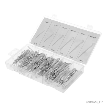 

555pcs Carbon Steel Cotter Pin Assortment Kit Clip Key Fastner Fitting With Box
