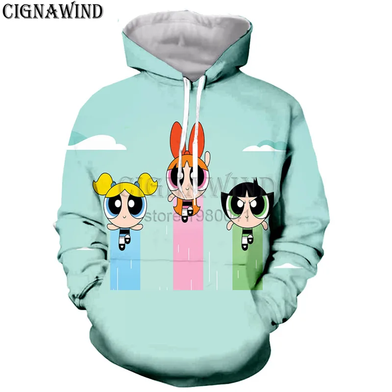 

Fashion Power Puff Girls Mens Hoodies 3D Printed MenWomen Tracksuits New Harajuku Sweatshirts Hip hop Cartoon Hoodie streetwear