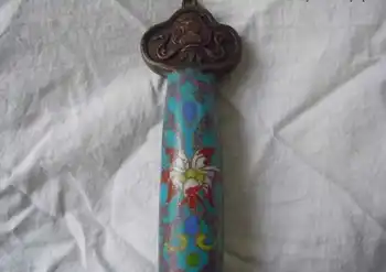 

37" China copper cloisonne flower pattern artware sword Sculpture