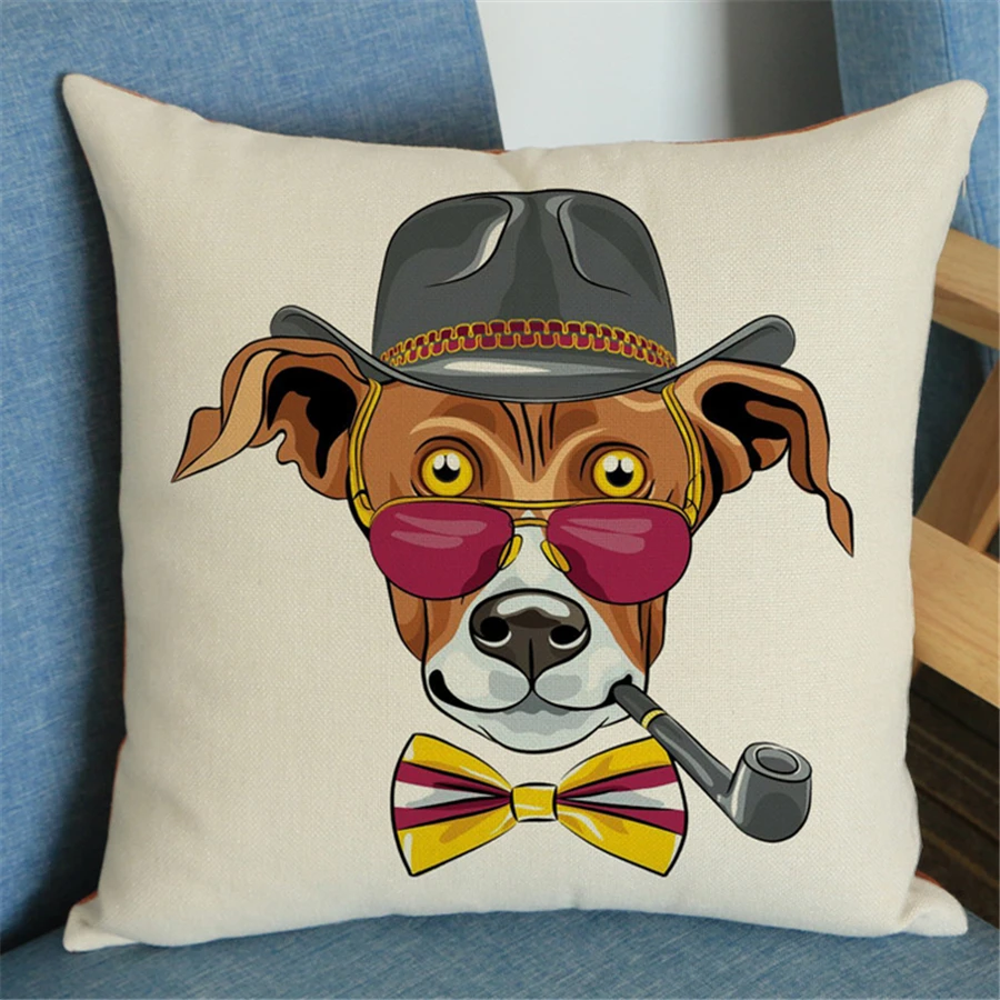 Cute Dog Decorative Pillows Cover For Sofa Vintage Home