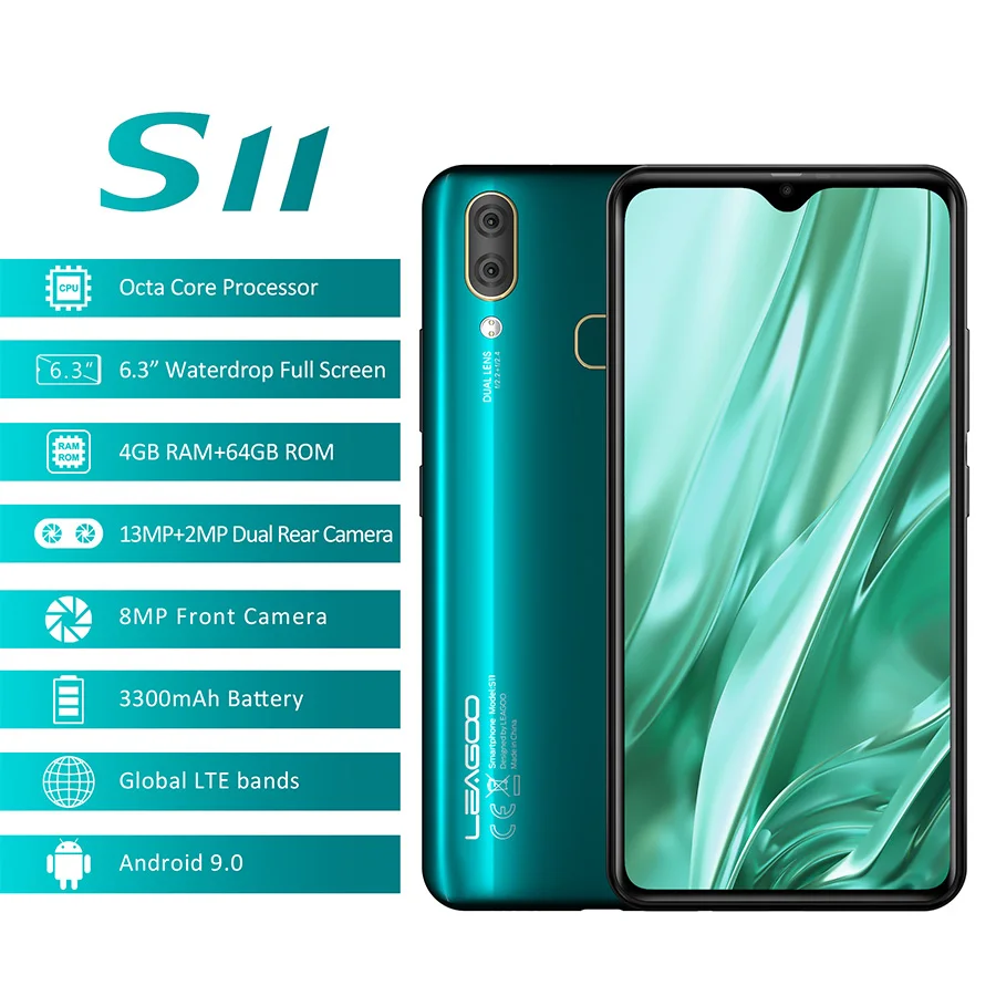 LEAGOO S11 смартфон с 6 3 дюймовым дисплеем восьмиядерным процессором Helio P22 ОЗУ 4 Гб ПЗУ