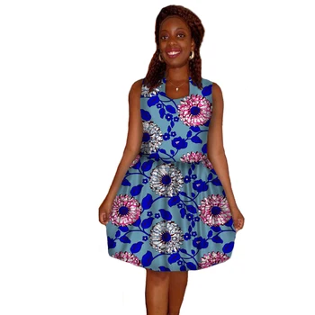 

Fashion African print Women Sleeveless Dresses Made Dashiki Print Clothes Ankara African Kanga Clothing Dress Party Customized