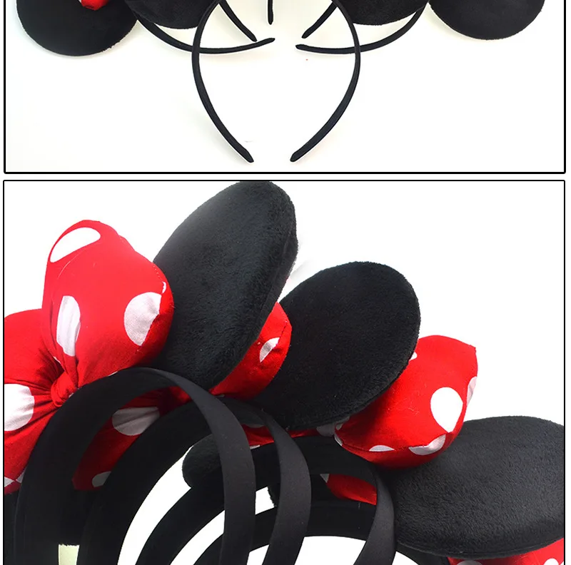 1 шт. повязка на голову уши Минни-Маус 3D бант застежка-молния фестиваль DIY аксессуары для волос на Рождество банты для волос для девочек подарок