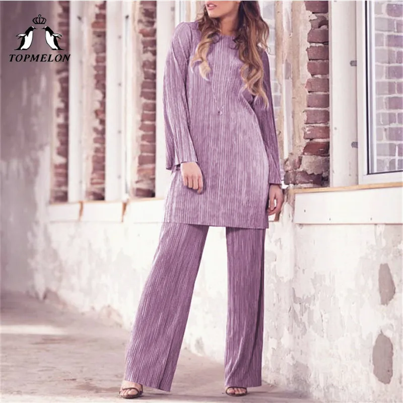 

TOPMELON Fashion Abaya Women Striped Adult Turkey Pakistan Arab Muslim Clothing Plus Size Purple Navy Black Caftan Set