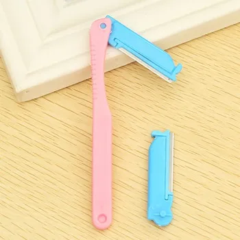 

50pcs New womens shaving eyebrows scissors makeup eyelashes knife make up wenkbrauw schaar eyebrow trimmer shaver Free shipping