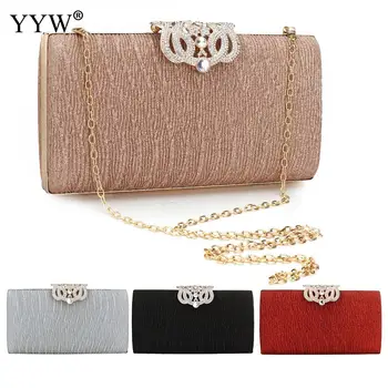 

Crystal Pink Clutch Bag For Women Elegant Clutch Wedding Handbag Female 2019 Gillter Shoulder Chain Bag Lady With Rhinestones