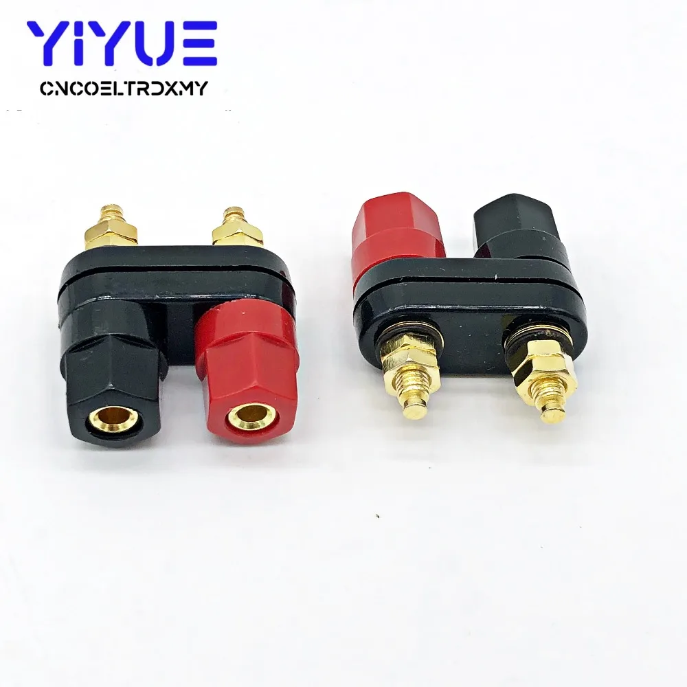 

2Pcs/Lot Banana plugs Couple Terminals Gold Plate Red Black Connector Terminal Banana Plugs Binding Post in Wire Connectors