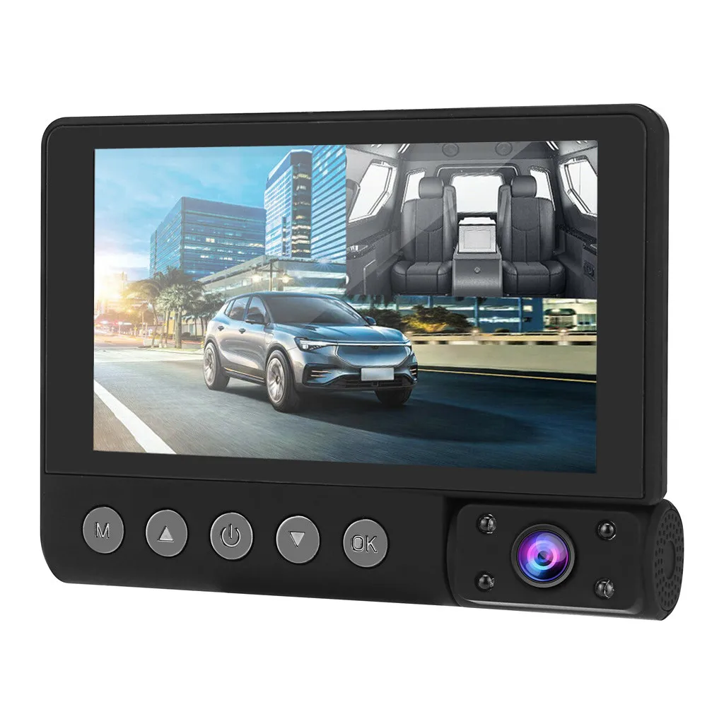 Full HD 1080P Автомобильный видеорегистратор Камера авто 4 дюйма зеркало заднего вида цифровой видеорегистратор 3 объектива регистратор видеокамера
