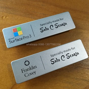 

50pcs custom name magnet or pin badge personalized laser name tag id staff badge holder with stainless steel and acrylic plate