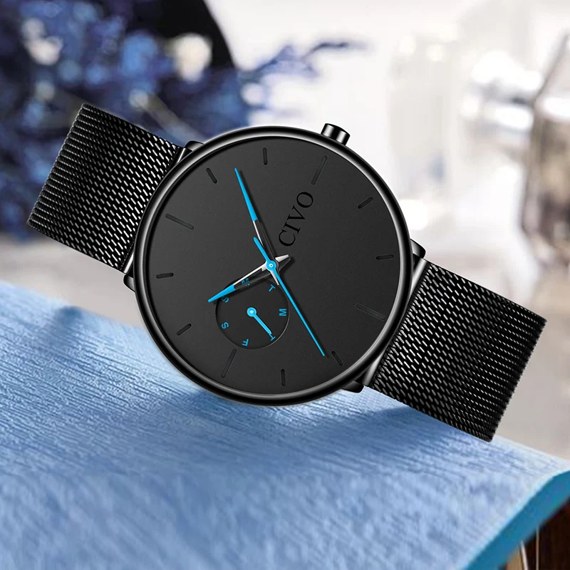 

CIVO 2019 Luxury Top Brand Mens Watches Stainless Mesh Watch Waterproof Quartz Watch For Men Sport Wristwatch Analogue Clock