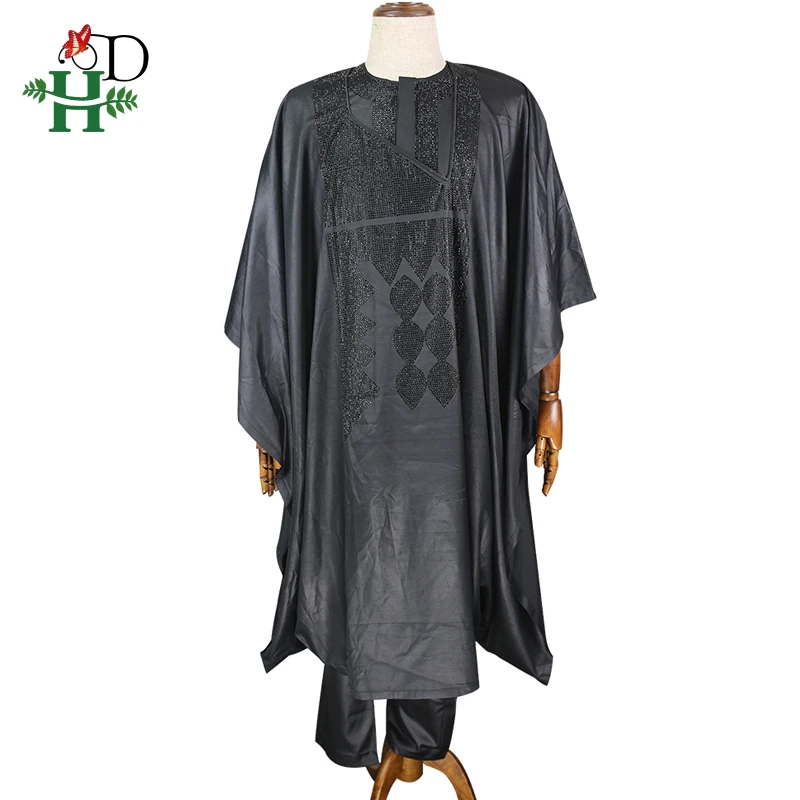 H& D африканская agbada мужская одежда Дашики женское платье рубашка брюки 3 шт. костюм со стразами для мужчин официальный наряд традиционная одежда для мужчин