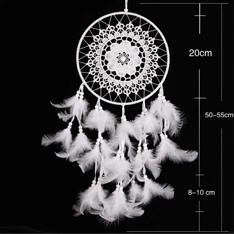 Saideng Dream Catcher круговой Чистая с белым перьями стене висит автомобиль Декор подарок