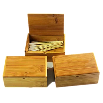 

1Pcs Swab Storage Box Bamboo Organizer Small Sundries Holder Box Cotton Swab Holder Container Storage Organizer