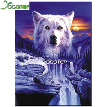 

YOGOTOP 5D Diy Diamond Painting Cross Stitch waterfall Wolf Home Decor Full Rhinestones Mosaic Inlay Diamond Embroidery VD171