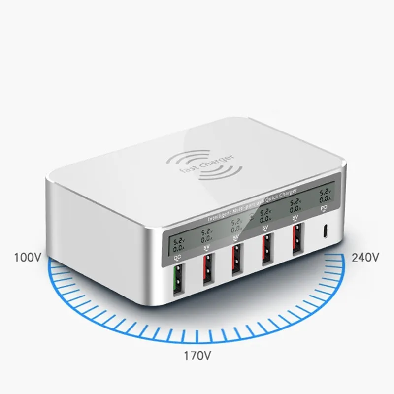 Asunflower 5 портов USB QC 3 0 быстрая Беспроводная зарядная станция настенный для Iphone Ipad