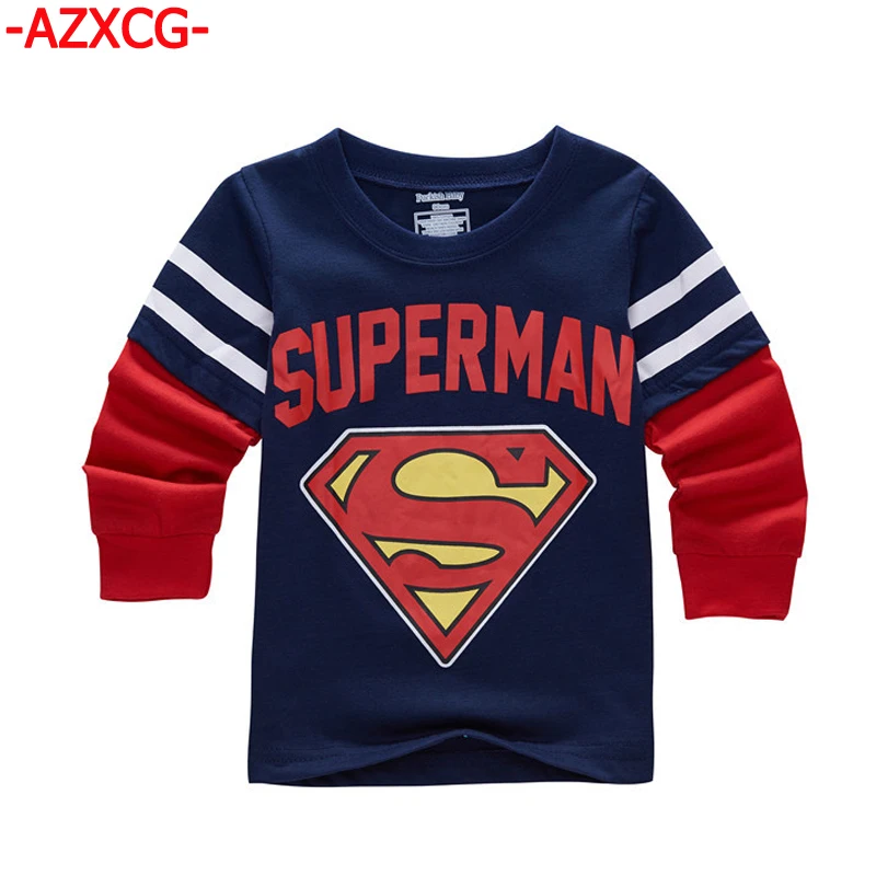 

2-7Years Children Batman Printing T-shirt 2019 Brand New Children Long Sleeve Tops Kids Superman T shirt Baby Boy Cartoon Shirt