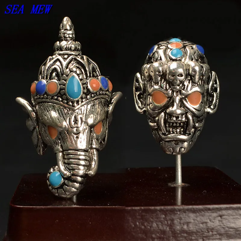 

1 PCS Vintage Metal Alloy Skull Elephant Spacer Beads Drops Of Glaze Buddha Beads Nepal Beads For Jewelry Making