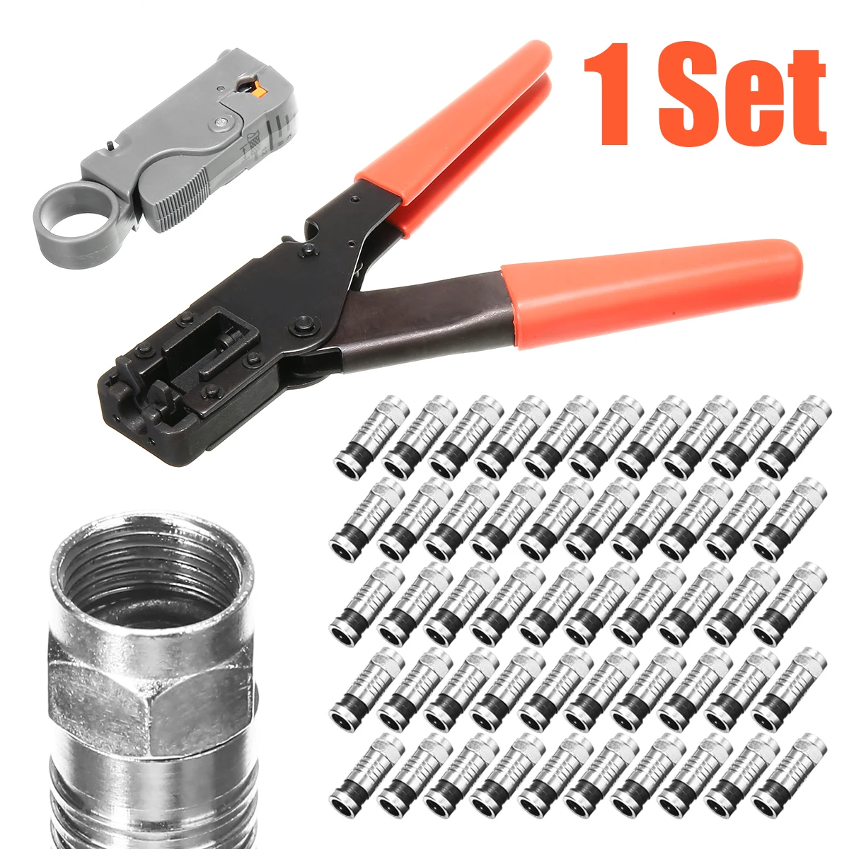 1 Set Mayitr Universal Compression Tools Connector Fitting Cable Coaxial Crimper Hand Tools Pliers Set