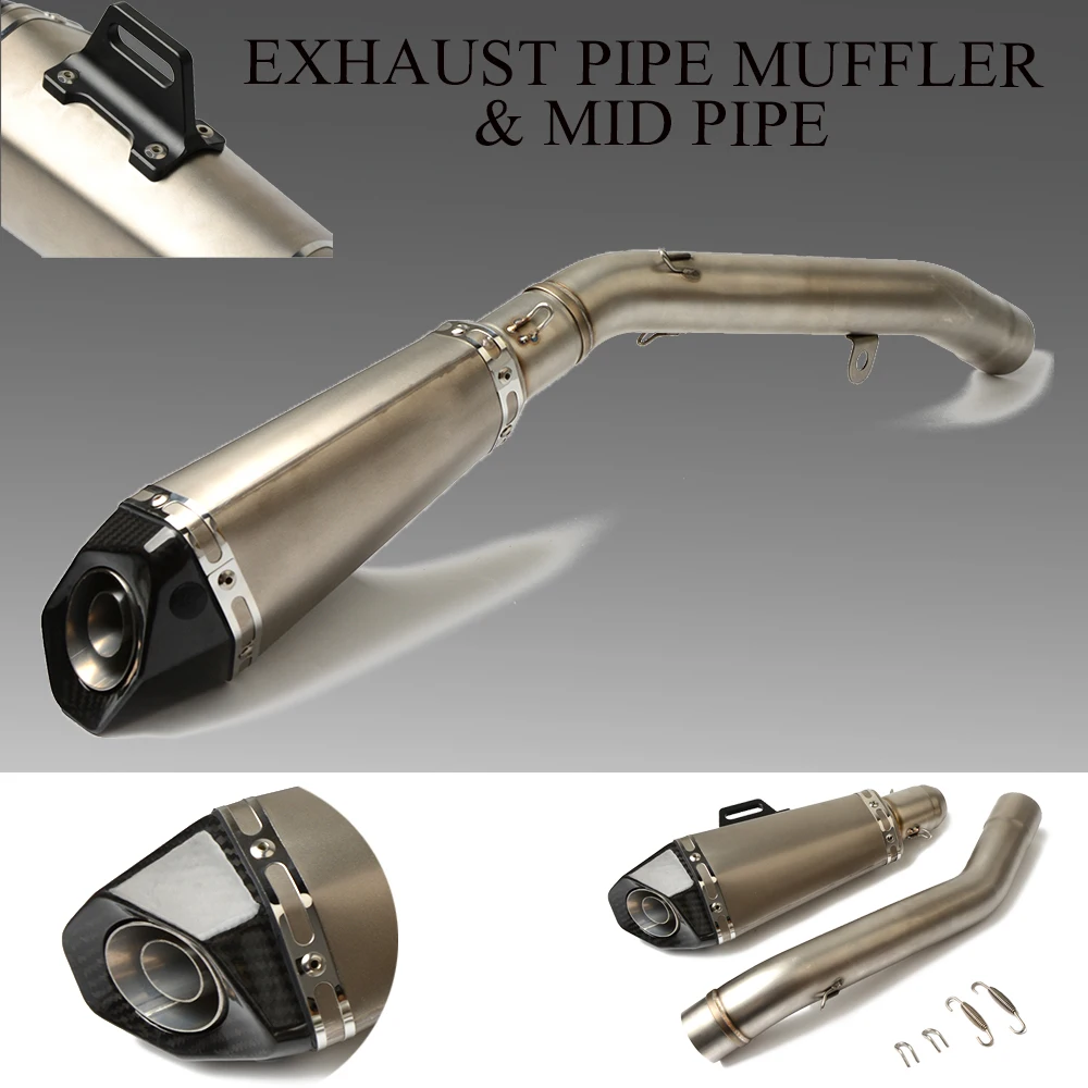 Motorcycle Exhaust Full System Mid Link Pipe Escape Laser Marking Carbon Fiber Muffler For