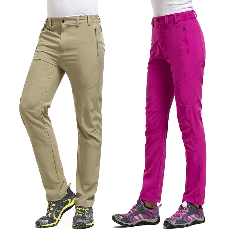 

New Women Men elastic Quick Drying Pants female Solid Full Length Trousers women fashion waterproof Breathable Pants UV couples