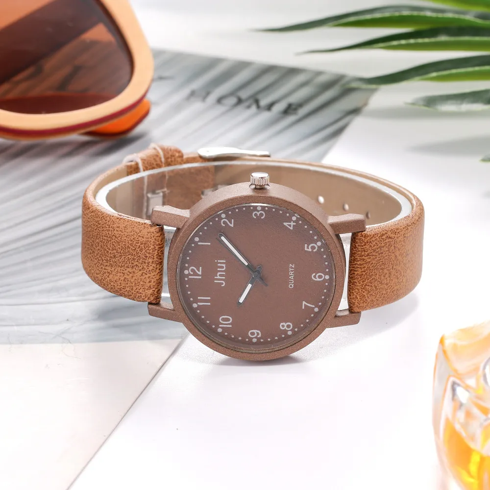 Повседневная мода Jhui Женские повседневные кварцевые часы с кожаным ремешком Newv ремешок аналоговые наручные часы дропшиппинг