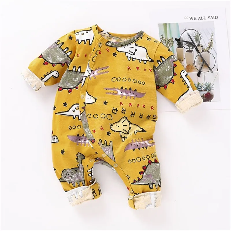Одежда для новорожденных мальчиков и девочек от 0 до 18 месяцев комбинезон с рисунком динозавра элегантный комбинезон с длинными рукавами милая одежда