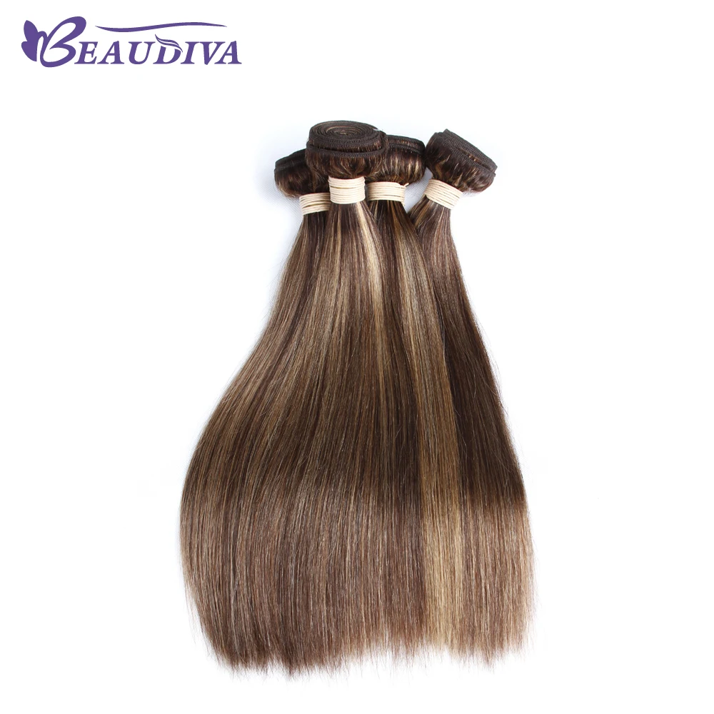 BEAUDIVA предварительно окрашенные человеческие волосы плетеные бразильские волосы P4/27 прямые 3 или 4 пряди волосы remy