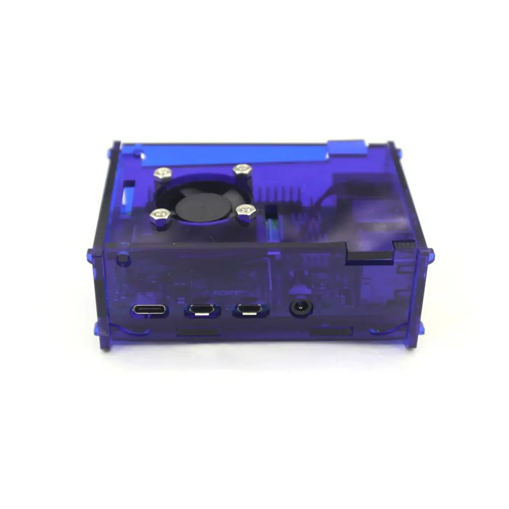 Raspberry Pi 4 синий акриловый чехол Корпус коробка с охлаждающим вентилятором и Медь