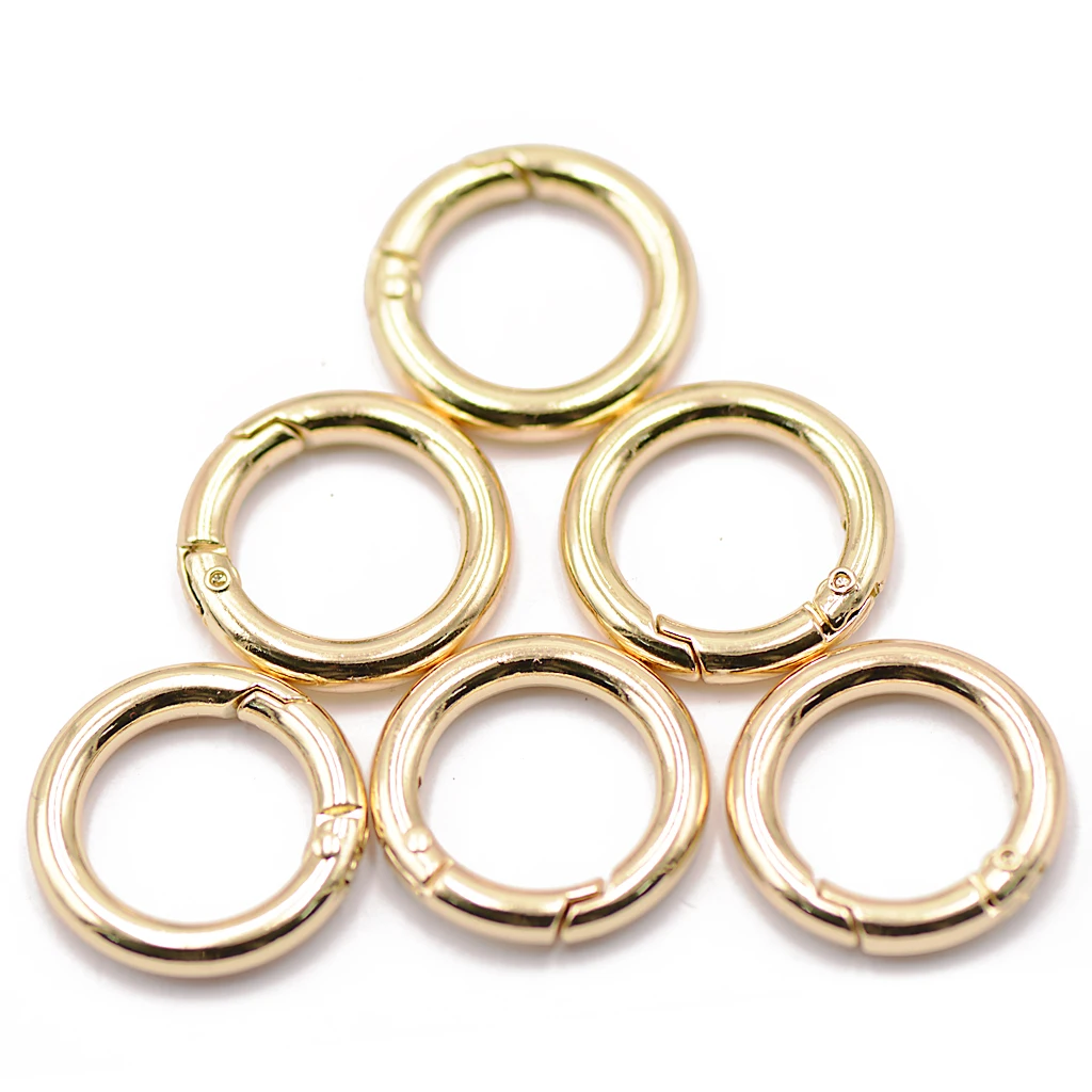 6Pcs Alloy Backpack Plated Alloy Round Spring Snap Hooks Clip Keychain Hanging Crafts Camping Handbag  Ring