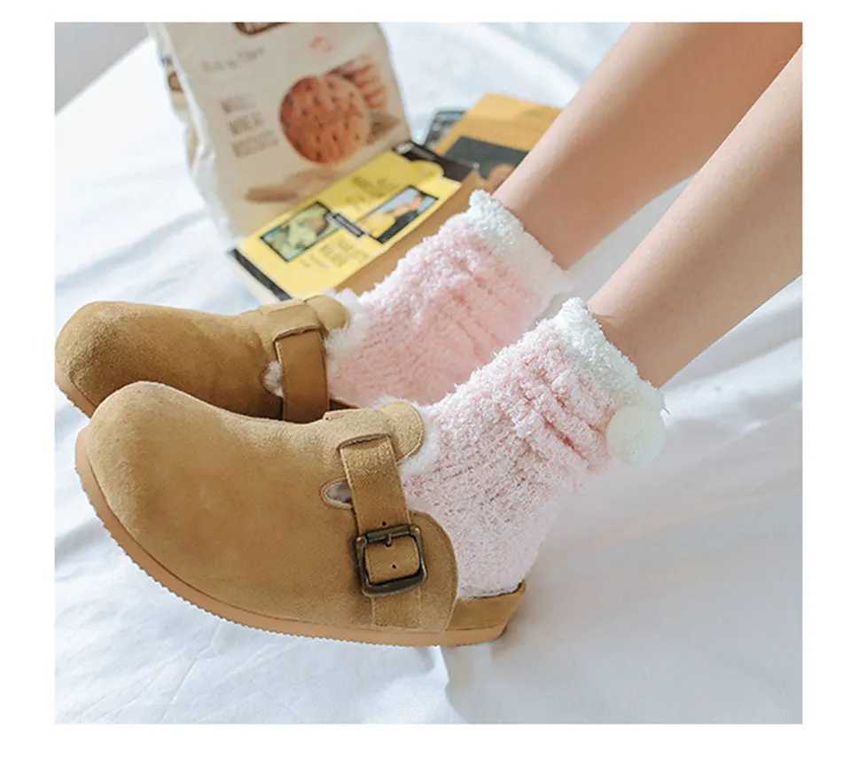 Thickening Keep Warm socks Women Lovely Plush Sleep Ladies Funny Cute Socks Hosiery Winter kawaii Boat Sock Winter Soft Home (2)