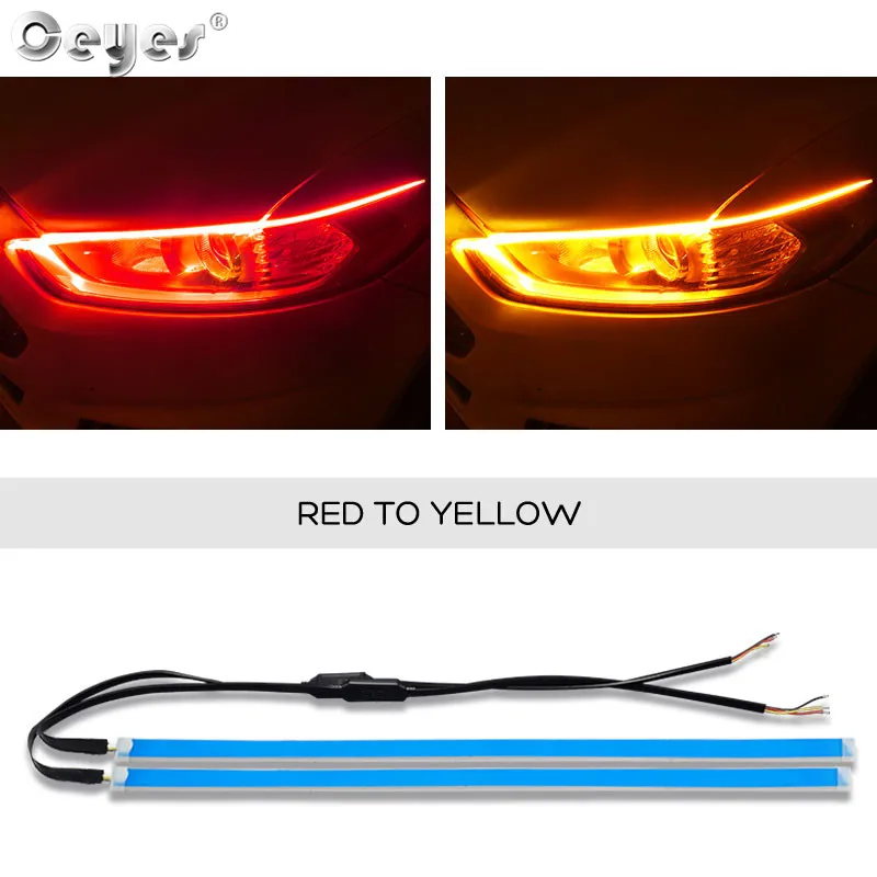 Red To Yellow Ceyes 2 шт. Led DRL дневные ходовые огни сигнал поворота DRL светодиодные полосы автомобильные аксессуары тормозные боковые фары для авто - Цвет: Red To Yellow
